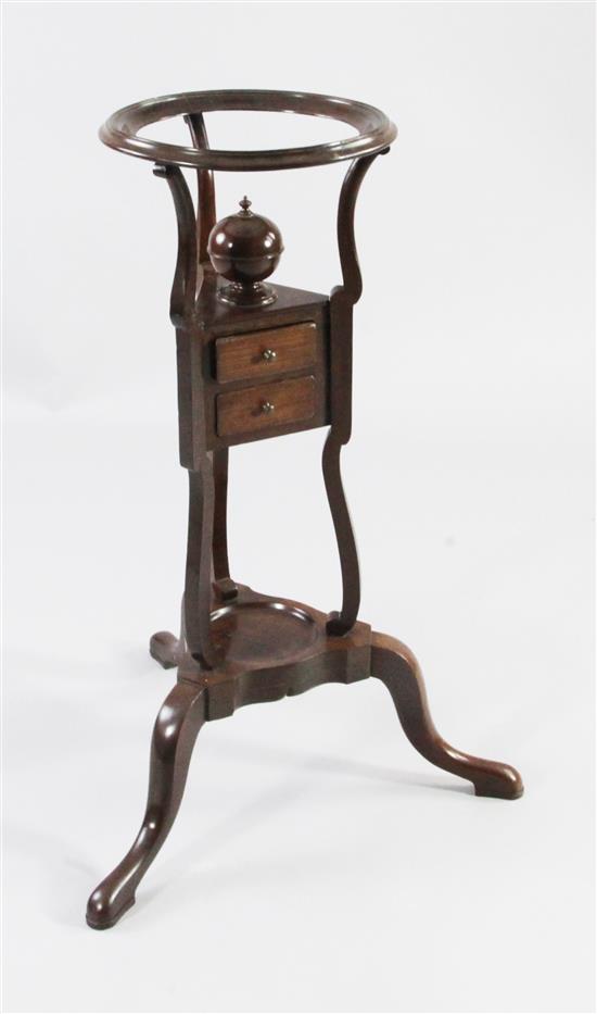 A George III mahogany wig stand, H.2ft 6.5in.